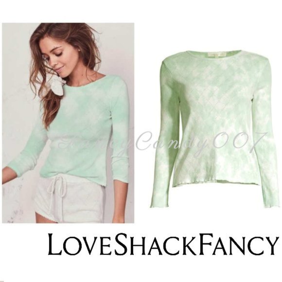 LoveShackFancy Tops - 🎀Final Price🎀 LoveShackFancy Yulia Diamond Detail Top, Size XL Green White